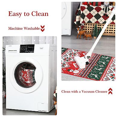 Machine Washable Christmas Decorative Rug, Non-Slip Merry Christmas Indoor Decorative Rug