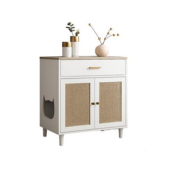 Cat Litter Box Enclosure Furniture Hidden, 31.5'' Wooden Dog Proof Cat Litter Box Enclosure Cabinet