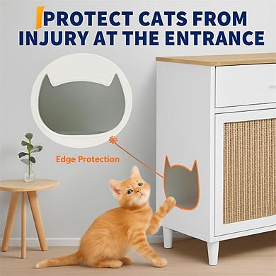 Cat Litter Box Enclosure Furniture Hidden, 31.5'' Wooden Dog Proof Cat Litter Box Enclosure Cabinet