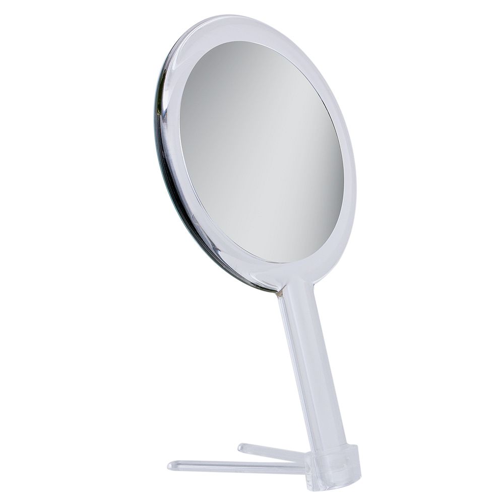Double-Sided Hand Mirror with Magnifications 7X/1X and Removable Stand