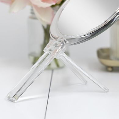 Double-Sided Hand Mirror with Magnifications 7X/1X and Removable Stand