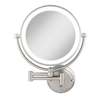 Glamour LED Lighted Wall Mounted Face Mirror with Magnifications 5X/1X - Hardwired