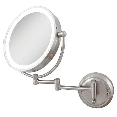 Glamour LED Lighted Wall Mounted Face Mirror with Magnifications 5X/1X - Hardwired