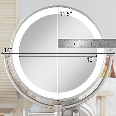 Glamour LED Lighted Wall Mounted Face Mirror with Magnifications 5X/1X - Hardwired