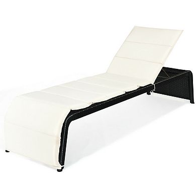 Adjustable Patio Rattan Lounge Chair with Cushioned