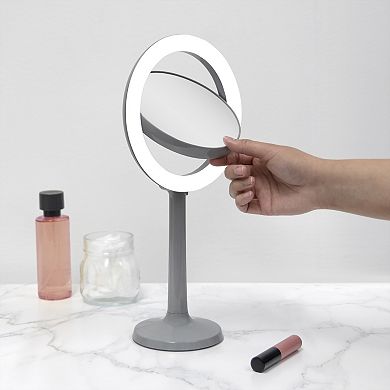 Hudson LED Lighted Face Mirror — 8X/1X Dual Magnification (Suction Mount)
