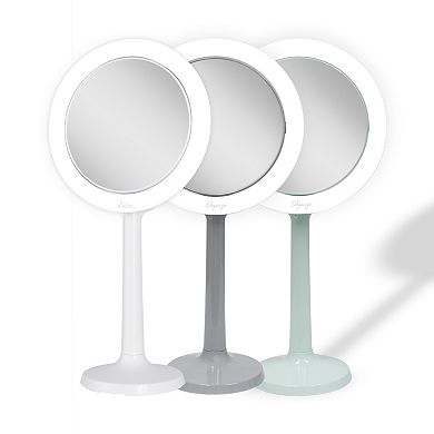 Hudson LED Lighted Face Mirror — 8X/1X Dual Magnification (Suction Mount)