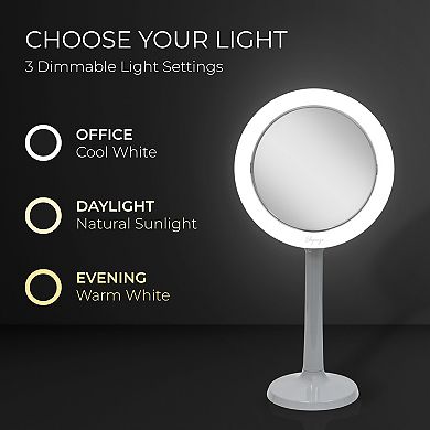 Hudson LED Lighted Face Mirror — 8X/1X Dual Magnification (Suction Mount)