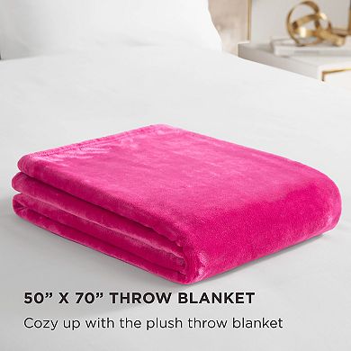 Juicy Couture Solid Plush Throw Blanket