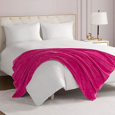 Juicy Couture Solid Plush Throw Blanket