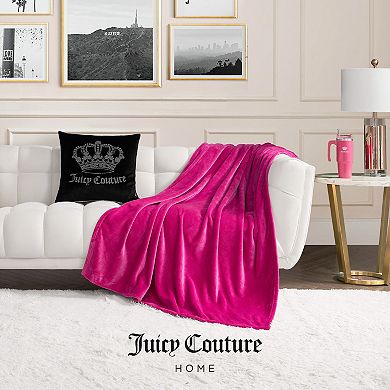 Juicy Couture Solid Plush Throw Blanket