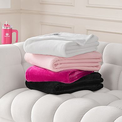 Juicy Couture Solid Plush Throw Blanket