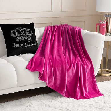 Juicy Couture Solid Plush Throw Blanket