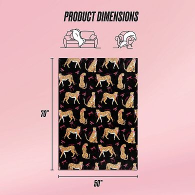 Juicy Couture Cheetah in Bows Plush Throw Blanket