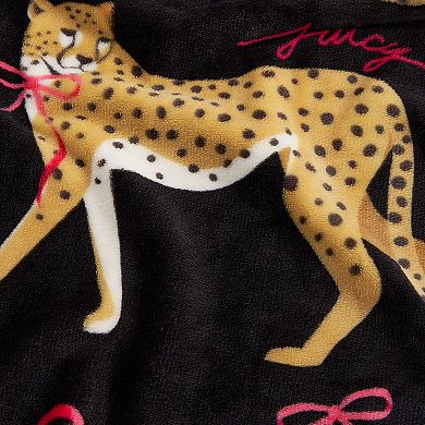 Juicy Couture Cheetah in Bows Plush Throw Blanket