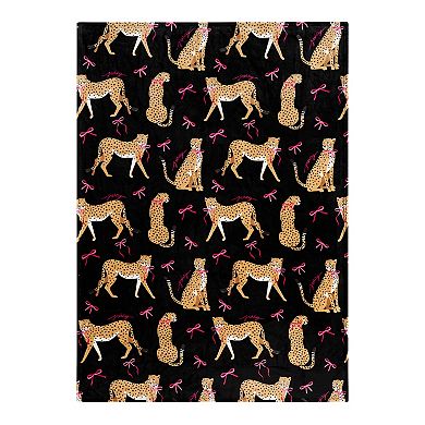 Juicy Couture Cheetah in Bows Plush Throw Blanket