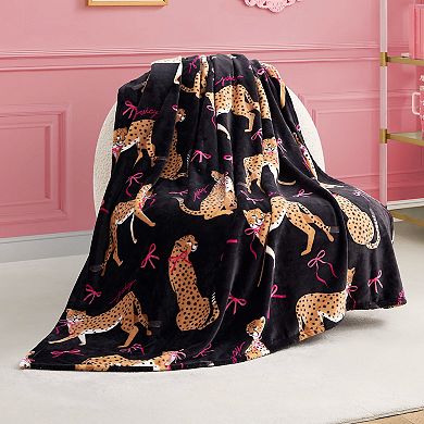 Juicy Couture Cheetah in Bows Plush Throw Blanket