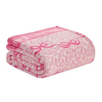 Juicy Couture Iconic Leopard Bows Plush Throw Blanket