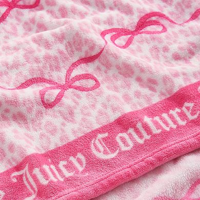 Juicy Couture Iconic Leopard Bows Plush Throw Blanket