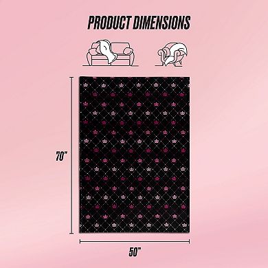 Juicy Couture Elegant Crown Plush Throw Blanket
