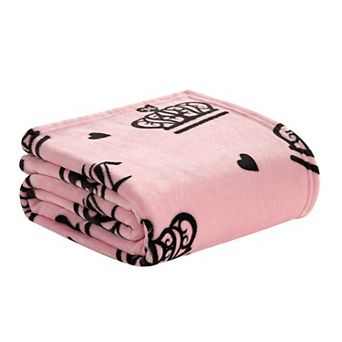 Juicy Couture Elegant Crown Plush Throw Blanket