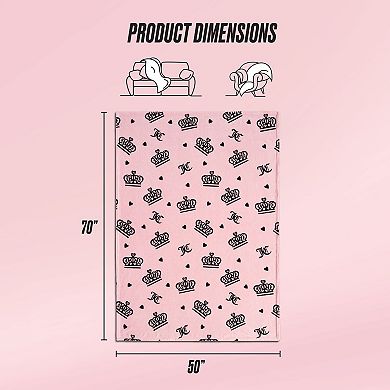 Juicy Couture Elegant Crown Plush Throw Blanket