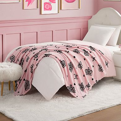 Juicy Couture Elegant Crown Plush Throw Blanket