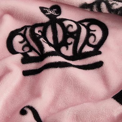 Juicy Couture Elegant Crown Plush Throw Blanket