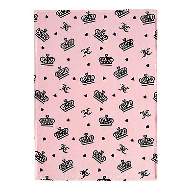 Juicy Couture Elegant Crown Plush Throw Blanket