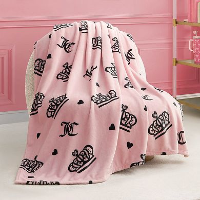 Juicy Couture Elegant Crown Plush Throw Blanket