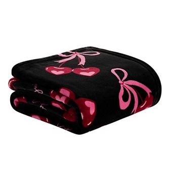 Juicy Couture Sweet Cherry Bows Plush Throw Blanket