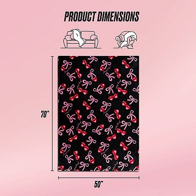 Juicy Couture Sweet Cherry Bows Plush Throw Blanket