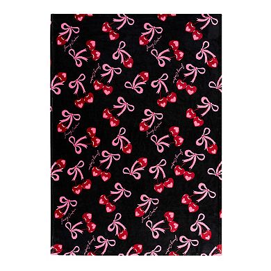 Juicy Couture Sweet Cherry Bows Plush Throw Blanket