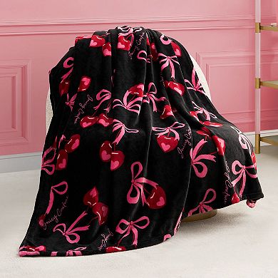 Juicy Couture Sweet Cherry Bows Plush Throw Blanket