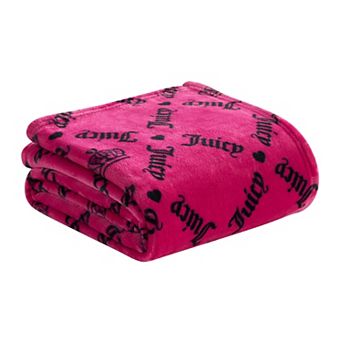 Juicy Couture Logo Crown Plush Throw Blanket