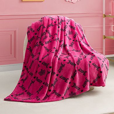 Juicy Couture Logo Crown Plush Throw Blanket
