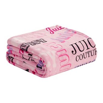 Juicy Couture Icon Collage Plush Throw Blanket