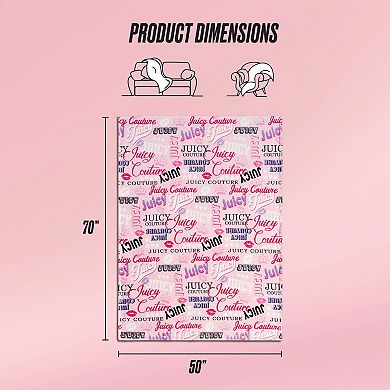 Juicy Couture Icon Collage Plush Throw Blanket