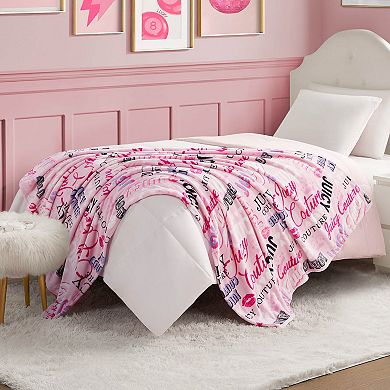 Juicy Couture Icon Collage Plush Throw Blanket