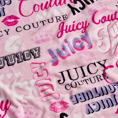 Juicy Couture Icon Collage Plush Throw Blanket
