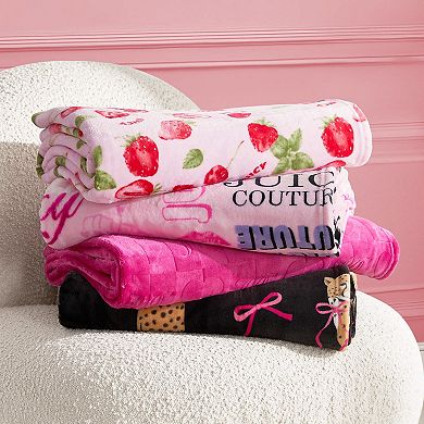 Juicy Couture Icon Collage Plush Throw Blanket