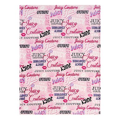 Juicy Couture Icon Collage Plush Throw Blanket