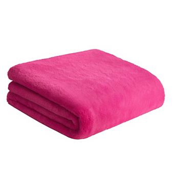 Juicy Couture Solid Rabbit Mink Faux Fur Throw Blanket