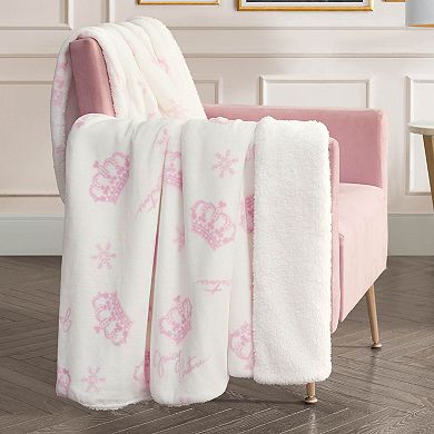 Juicy Couture Plush Holiday Sherpa Throw Blanket