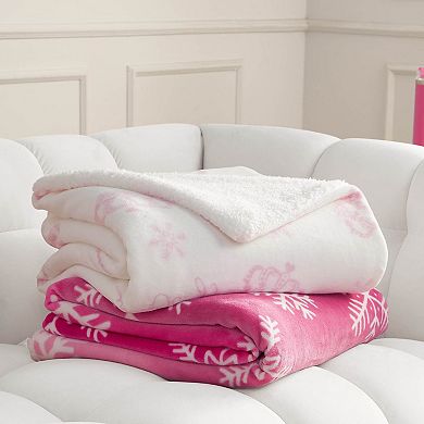 Juicy Couture Plush Holiday Sherpa Throw Blanket