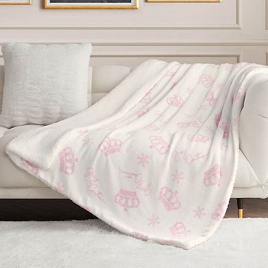 Juicy Couture Plush Holiday Sherpa Throw Blanket
