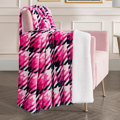 Juicy Couture Plush Reversible Sherpa Throw Blanket
