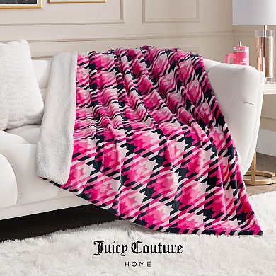 Juicy Couture Plush Reversible Sherpa Throw Blanket