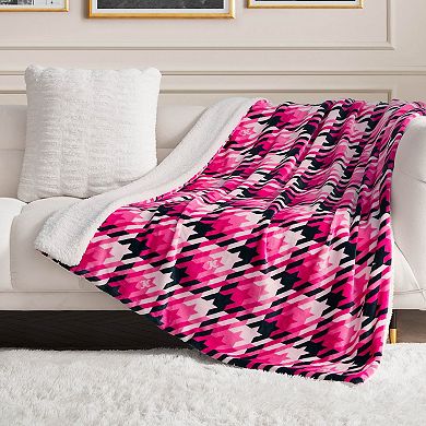 Juicy Couture Plush Reversible Sherpa Throw Blanket