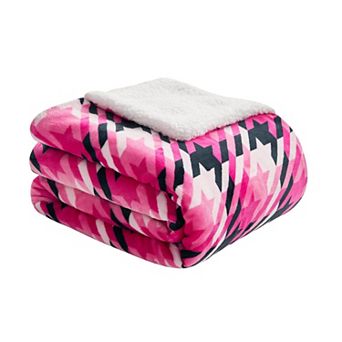 Juicy Couture Plush Reversible Sherpa Throw Blanket